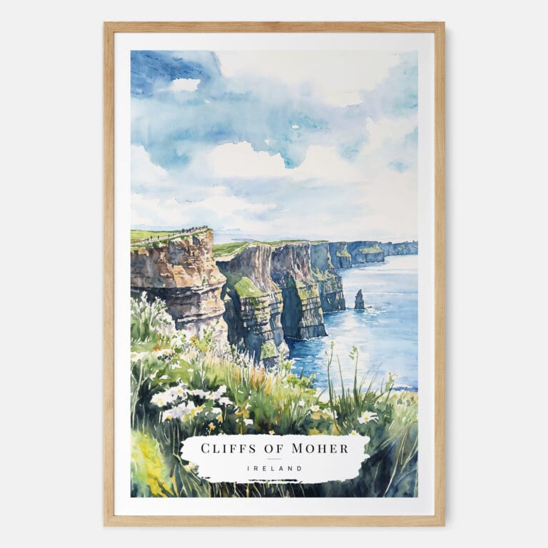 CliffIreland Cliffs of Moher Watercolor Art Print - Main - Wood Frames of Moher