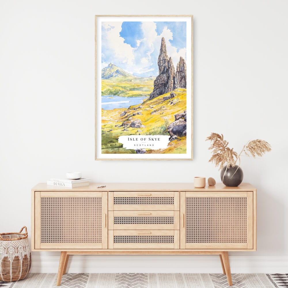 Isle of Skye Watercolor Art Print - Shelf - Portrait Isle of Skye Watercolor Art Print - Shelf - Portrait