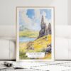 Isle of Skye Watercolor Art Print - Wood Frame standing on Floor