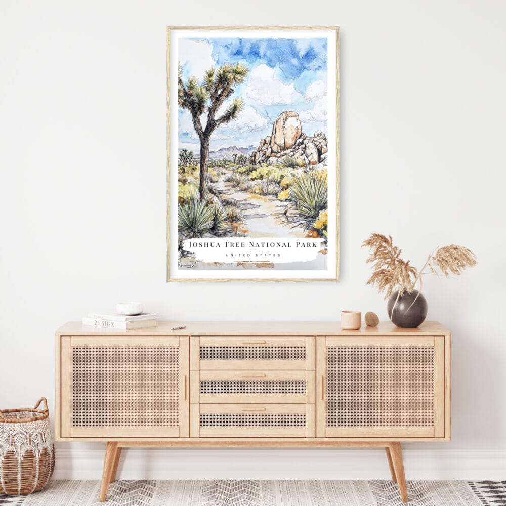 Joshua Tree National Park Watercolor Art Print - Shelf - Portrait Joshua Tree National Park Watercolor Art Print - Shelf - Portrait