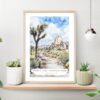 Joshua Tree National Park Watercolor Art Print on shelf