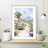 Joshua Tree Watercolor Art Print on shelf