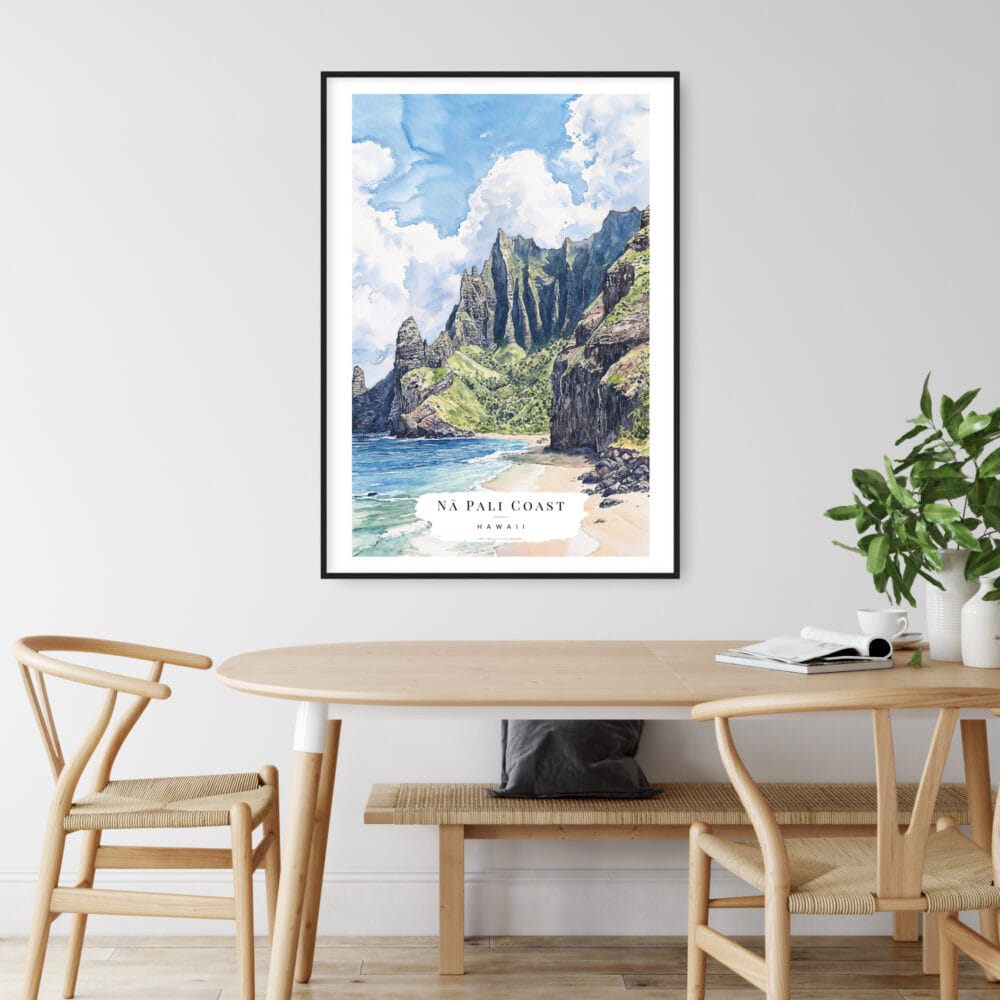 Kauai Na Pali Coast Watercolor Art Print - Kitchen Wall Art - Portrait Kauai Na Pali Coast Watercolor Art Print - Kitchen Wall Art - Portrait