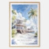 Key West Beach House Watercolor Art Print - Main - Wood Frame