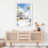 Key West Beach House Watercolor Art Print - Shelf - Portrait
