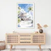 Key West Beach House Watercolor Art Print - Shelf - Portrait