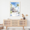 Key West Beach House Watercolor Art Print - Shelf - Portrait