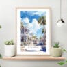 Key West Duval Street Watercolor Art Print on shelf