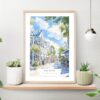 Key West Florida Watercolor Art Print on shelf
