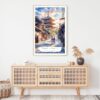Kyoto Hokan-ji Temple Watercolor Art Print - Shelf - Portrait