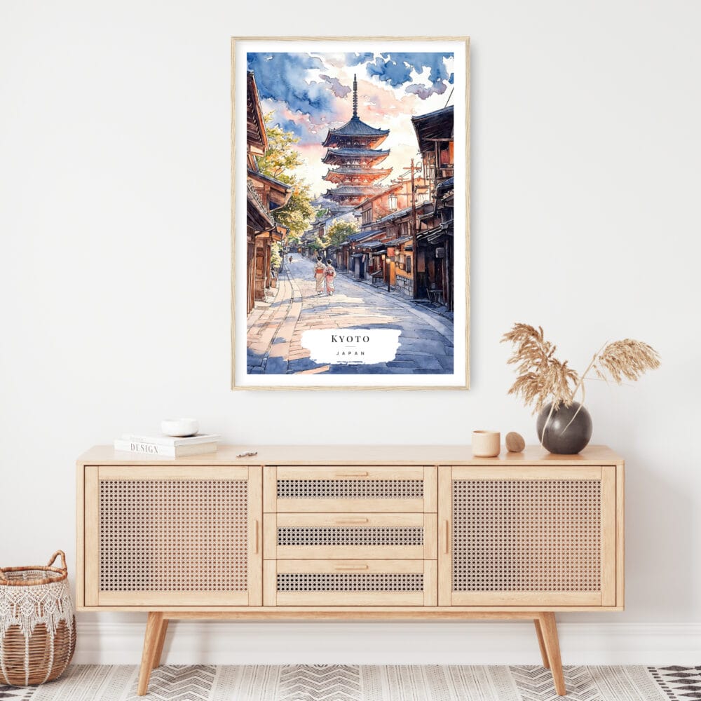 Kyoto Yasaka Pagoda Watercolor Art Print - Shelf - Portrait Kyoto Yasaka Pagoda Watercolor Art Print - Shelf - Portrait
