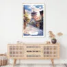 Kyoto Yasaka Pagoda Watercolor Art Print - Shelf - Portrait