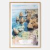 Lagos Portugal Cliffs Watercolor Art Print - Main - Wood Frame