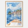 Lake Como View from Boat Watercolor Art Print - Main - Wood Frame