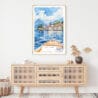 Lake Como View from Boat Watercolor Art Print - Shelf - Portrait