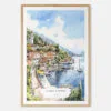 Lake Como Watercolor Art Print - Main - Wood Frame