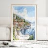Lake Como Watercolor Art Print - Wood Frame standing on Floor