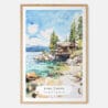 Lake Tahoe Cabin Watercolor Art Print - Main - Wood Frame