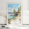 Lake Tahoe Cabin Watercolor Art Print - Wood Frame standing on Floor