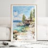 Lake Tahoe Cabin Watercolor Art Print - Wood Frame standing on Floor