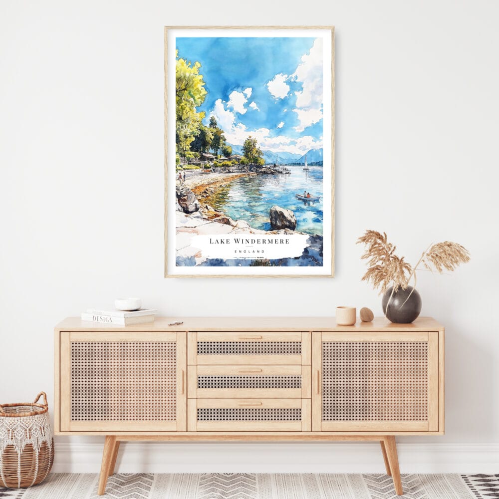 Lake Windermere Watercolor Art Print - Shelf - Portrait Lake Windermere Watercolor Art Print - Shelf - Portrait