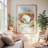 Large Framed Arches National Park Watercolor Wall Art - Cozy Living Room - Portrait