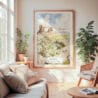Large Framed Arizona Watercolor Wall Art - Cozy Living Room - Portrait
