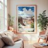 Large Framed Canyonland Watercolor Wall Art - Cozy Living Room - Portrait