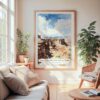 Large Framed Canyonlands National Park Watercolor Wall Art - Cozy Living Room - Portrait