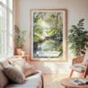 Large Framed Everglades National Park Watercolor Wall Art - Cozy Living Room - Portrait