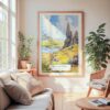 Large Framed Isle of Skye Watercolor Wall Art - Cozy Living Room - Portrait