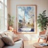 Large Framed Las Vegas Nevada Watercolor Wall Art - Cozy Living Room - Portrait