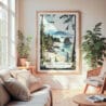 Large Framed Olympic National Park Watercolor Wall Art - Cozy Living Room - Portrait