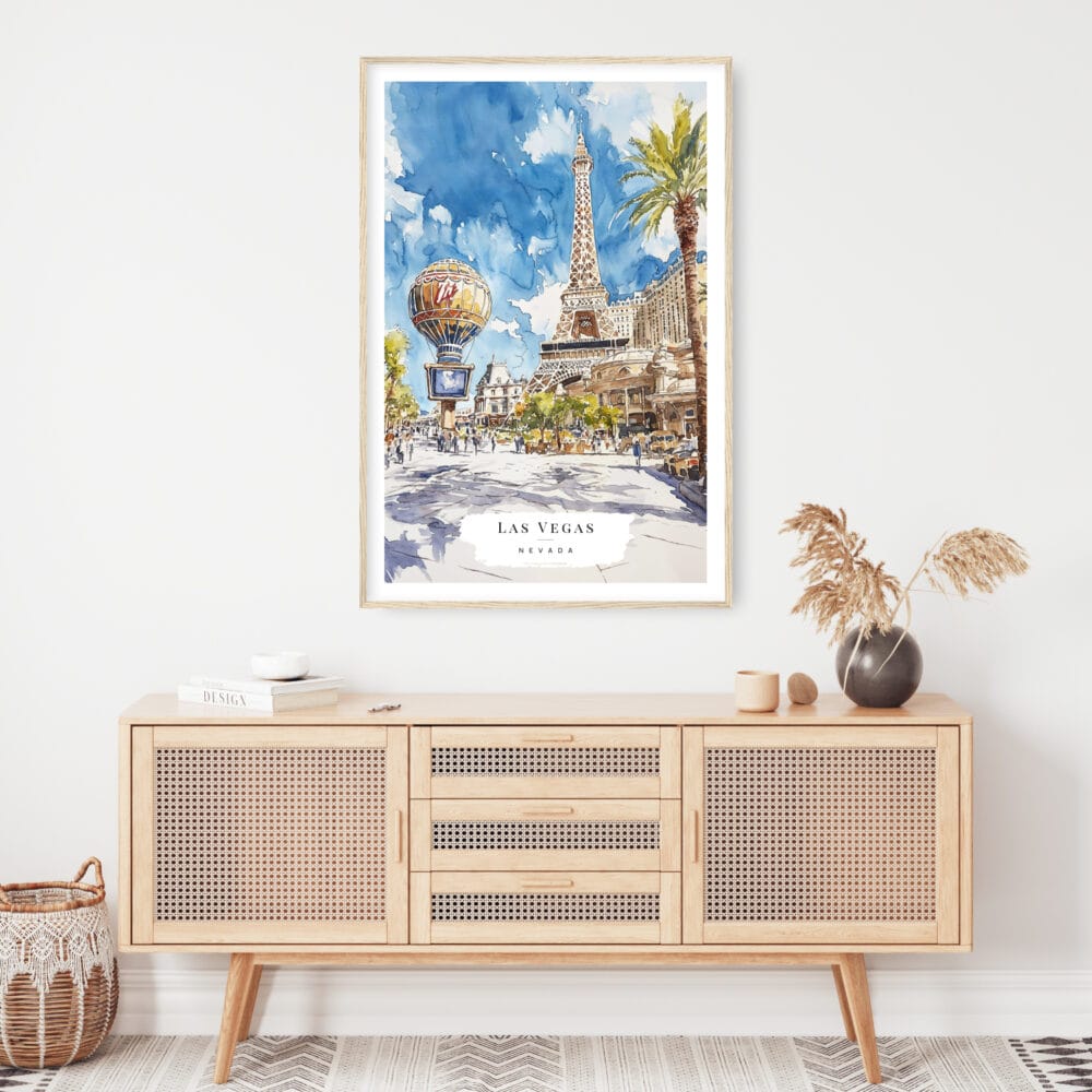Las Vegas Watercolor Art Print - Shelf - Portrait Las Vegas Watercolor Art Print - Shelf - Portrait