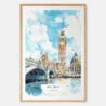 London Big Ben Watercolor Art Print - Main - Wood Frame