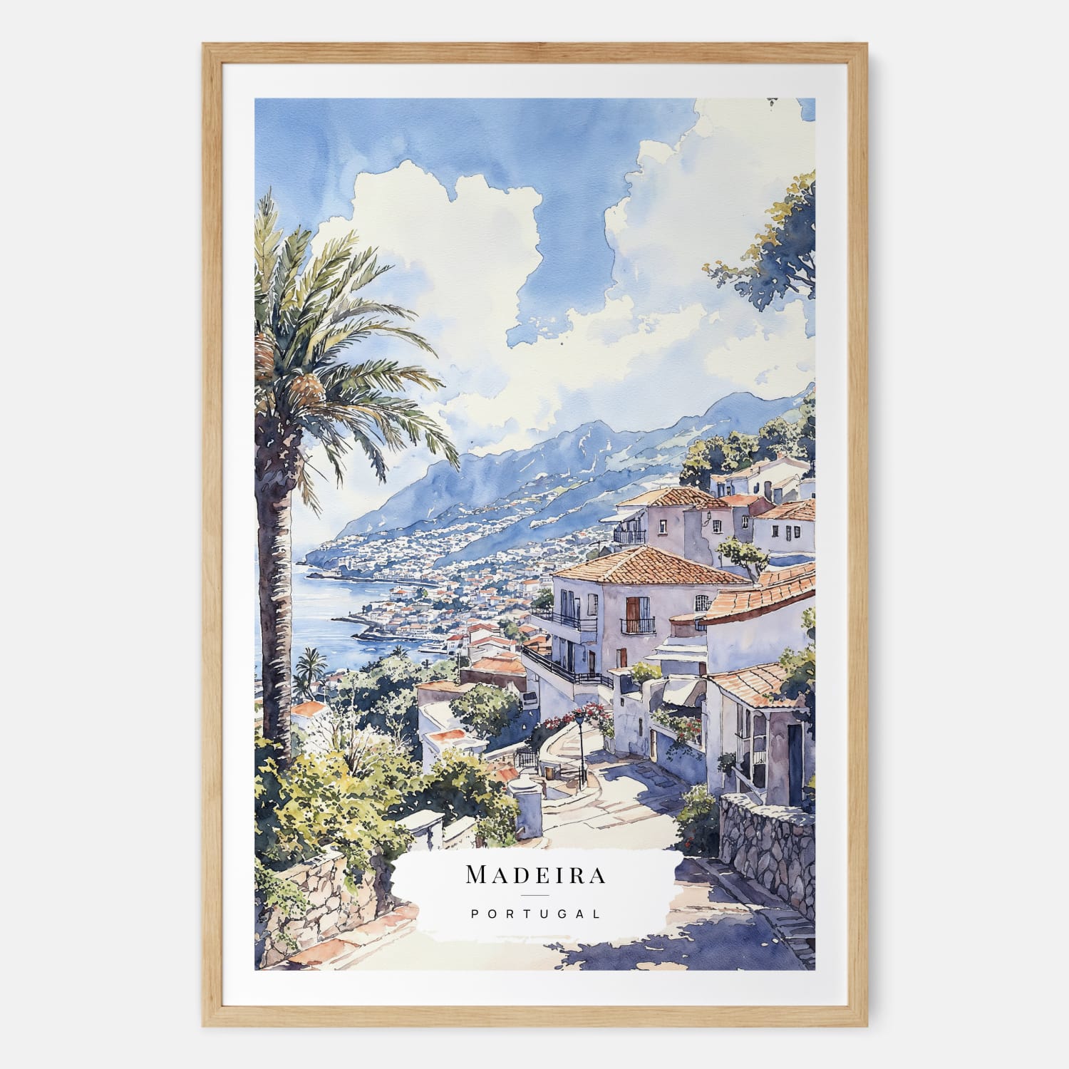 Madeira Portugal Watercolor Painting – Portugal Travel Art Print