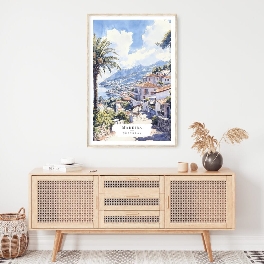 Madeira Portugal Watercolor Art Print - Shelf - Portrait Madeira Portugal Watercolor Art Print - Shelf - Portrait