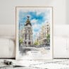 Madrid Watercolor Art Print - Wood Frame standing on Floor