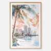 Miami Florida Sunset Watercolor Art Print - Main - Wood Frame