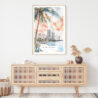 Miami Florida Sunset Watercolor Art Print - Shelf - Portrait