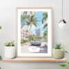 Miami Watercolor Painting Art Print on shelf