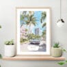Miami Watercolor Painting Art Print on shelf