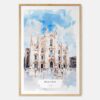 Milano Italy Watercolor Art Print - Main - Wood Frame