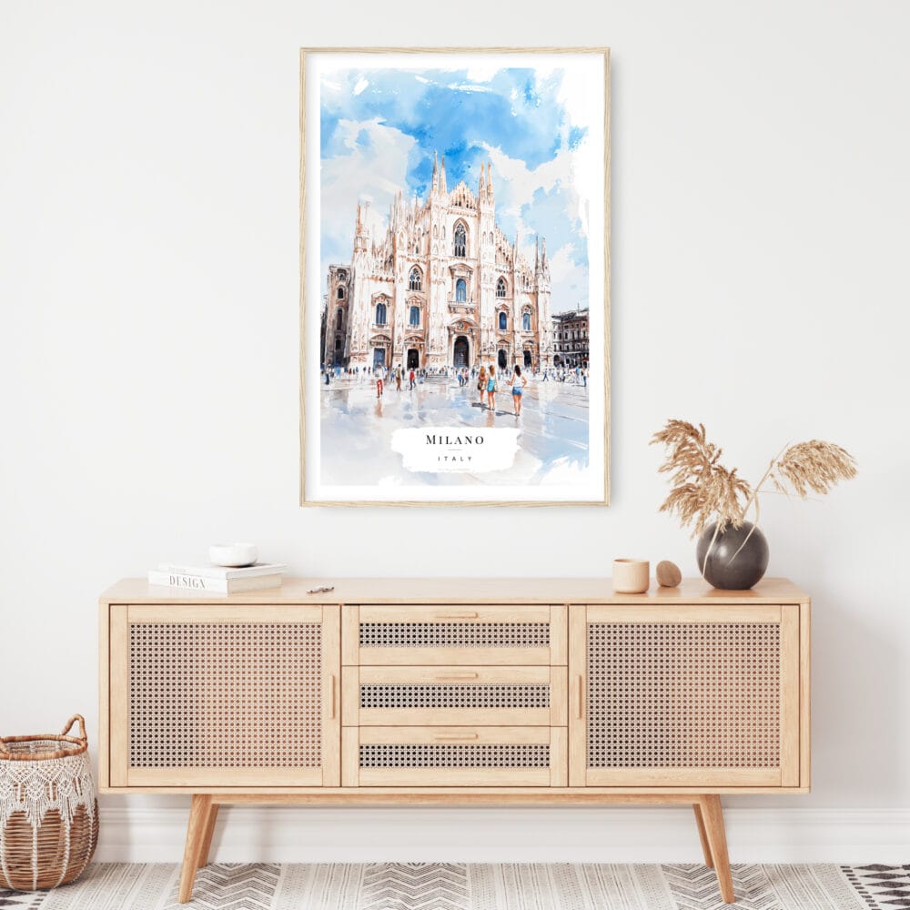 Milano Italy Watercolor Art Print - Shelf - Portrait Milano Italy Watercolor Art Print - Shelf - Portrait