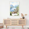 Norwegian Fjords Watercolor Art Print - Shelf - Portrait