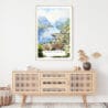 Norwegian Fjords Watercolor Art Print - Shelf - Portrait