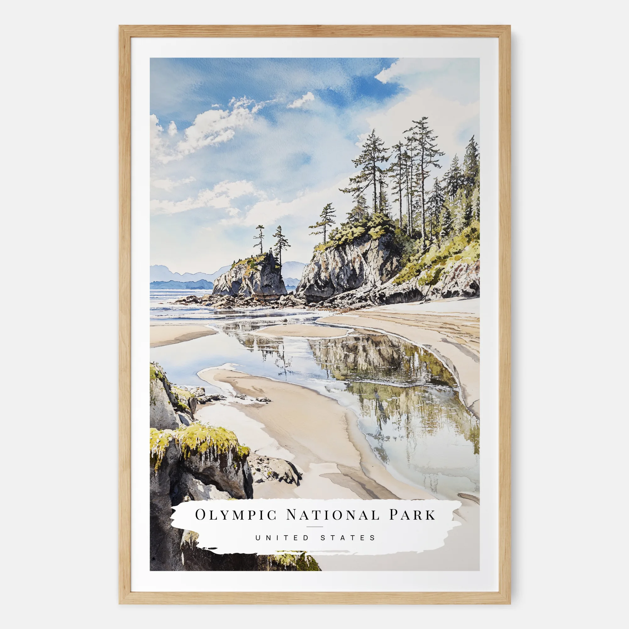 Olympic Rialto Beach Watercolor Print - National Park Art Print
