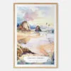 Oregon Coast Watercolor Art Print - Main - Wood Frame