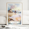 Oregon Coast Watercolor Art Print - Wood Frame standing on Floor
