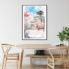 Osaka Castle Watercolor Art Print - Kitchen Wall Art - Portrait